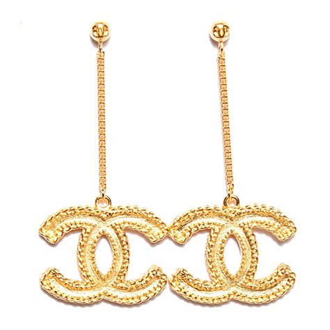 gold chanel earrings|cheap gold chanel earrings.